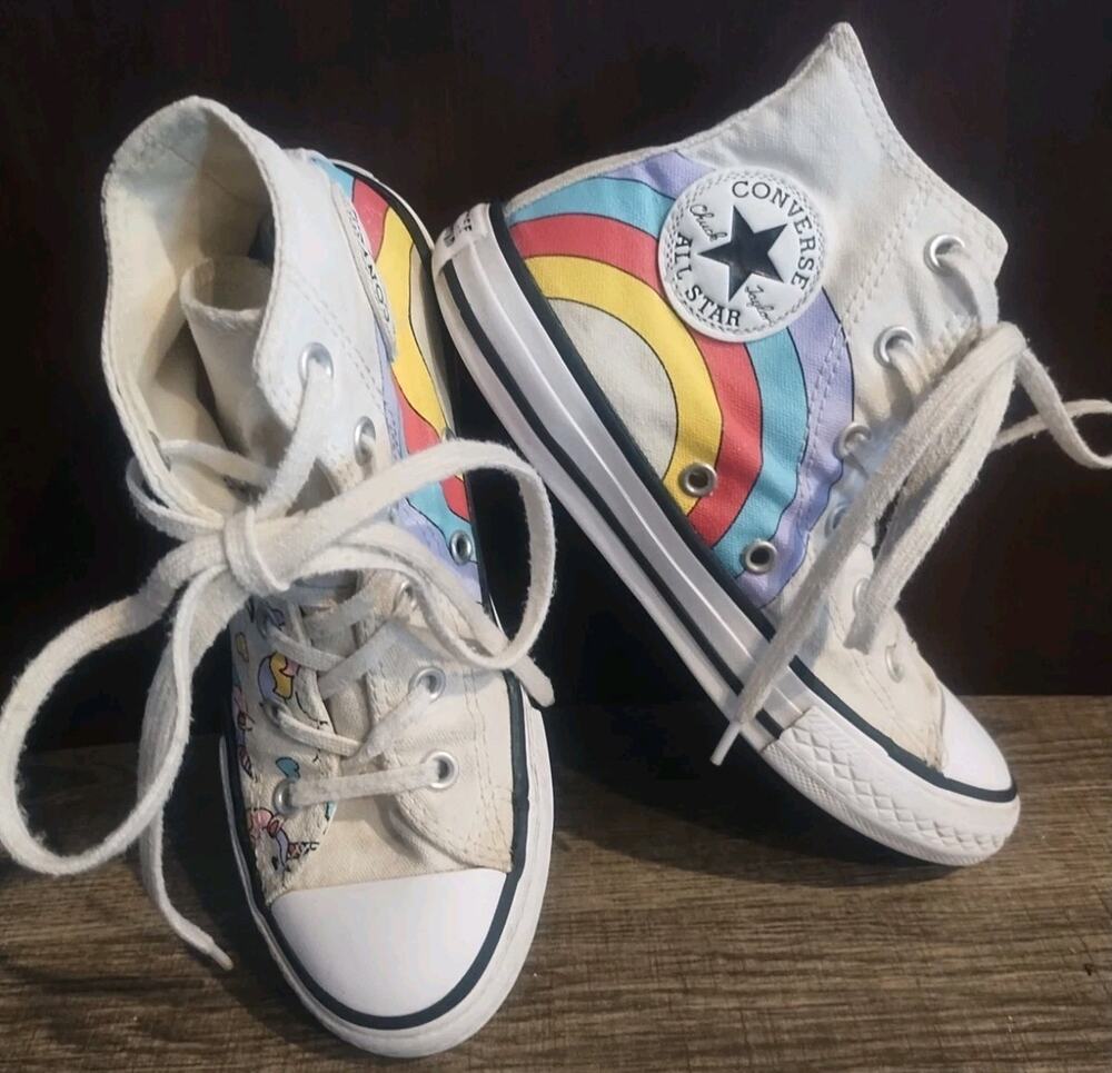 Converse Unicorn Rainbow Youth canvas High Top Sneakers Girls Size 1 Lace up
